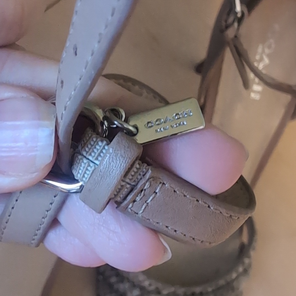 Coach Taupe and Silver Women's Snake Skin Strappy Heels - Picture 4 of 16